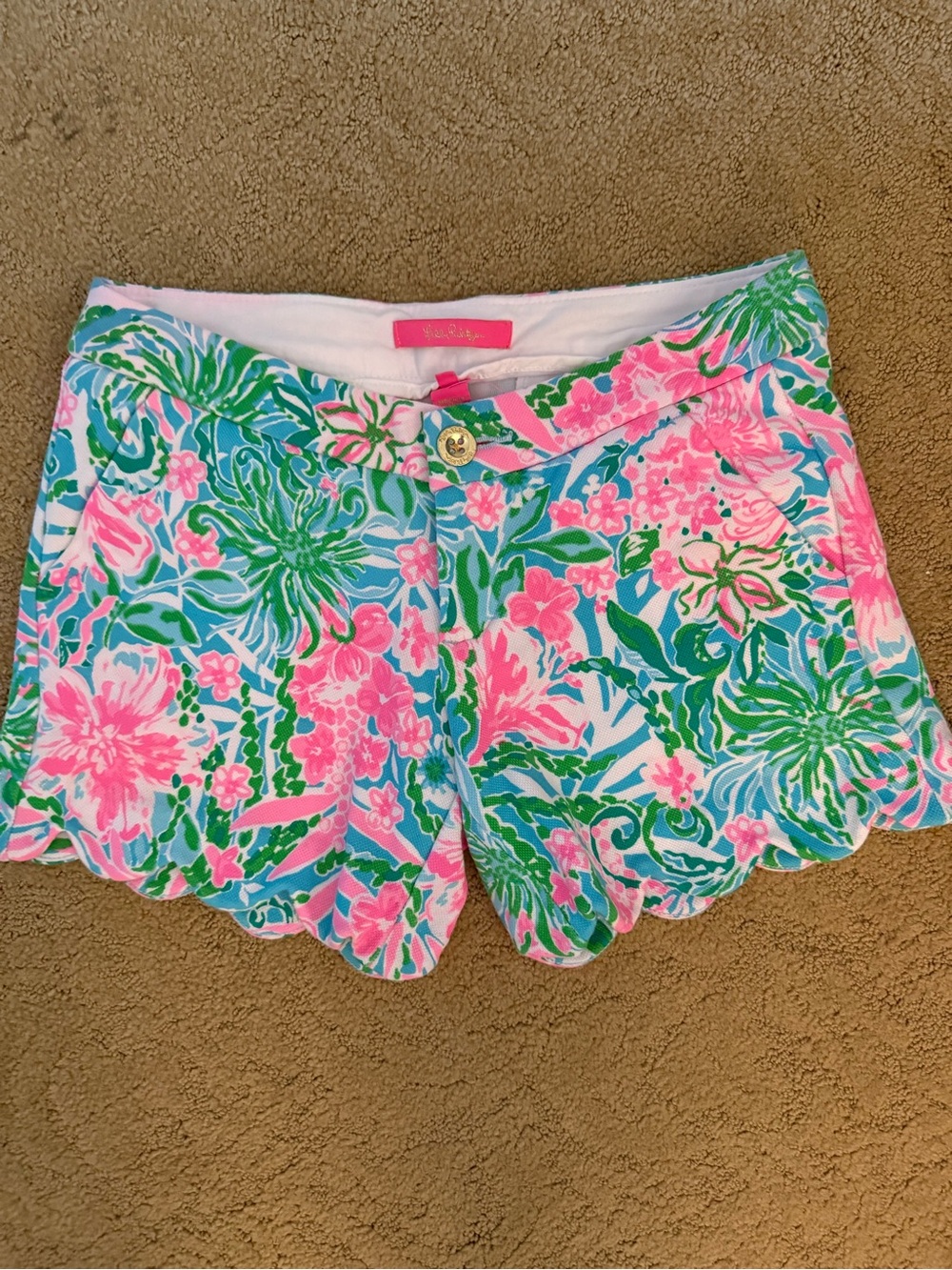 Lilly Pulitzer Pink, Green & Blue Floral Scallop Hem Skort